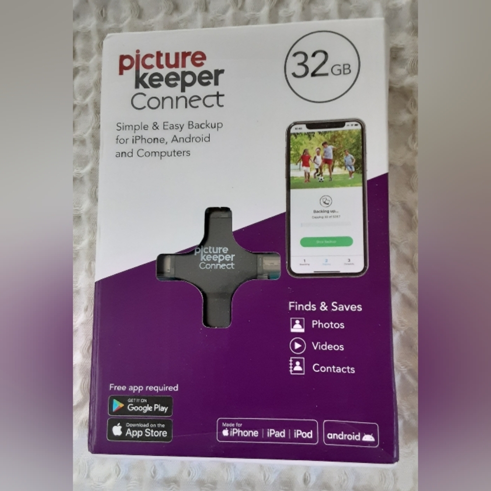 Picture Keeper Connect 32GB Photo Backup Drive iPhone Android BLACK New